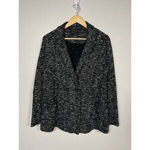 EILEEN FISHER Sweater Blazer Women M Black Double Breasted Organic Cotton Pocket